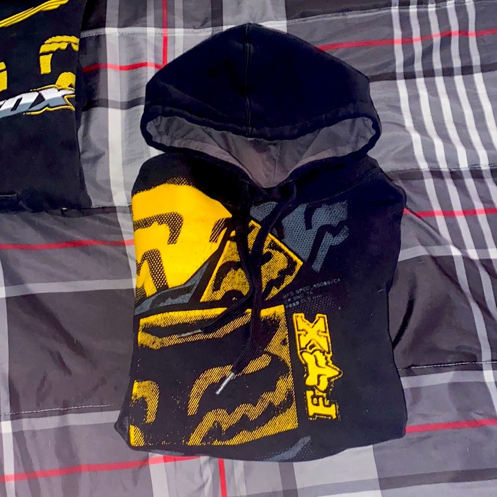 Fox racing pullover hoodie black and yellow